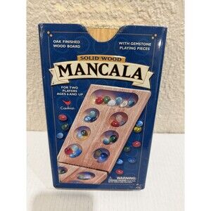 Cardinal Solid Wood Mancala Board Game Gemstone Pieces Folding Travel Game